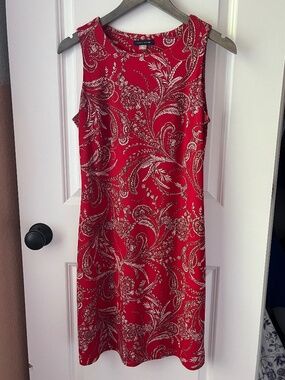 Tommy Hilfiger Red Sleeveless Paisley Midi Dress Size 4